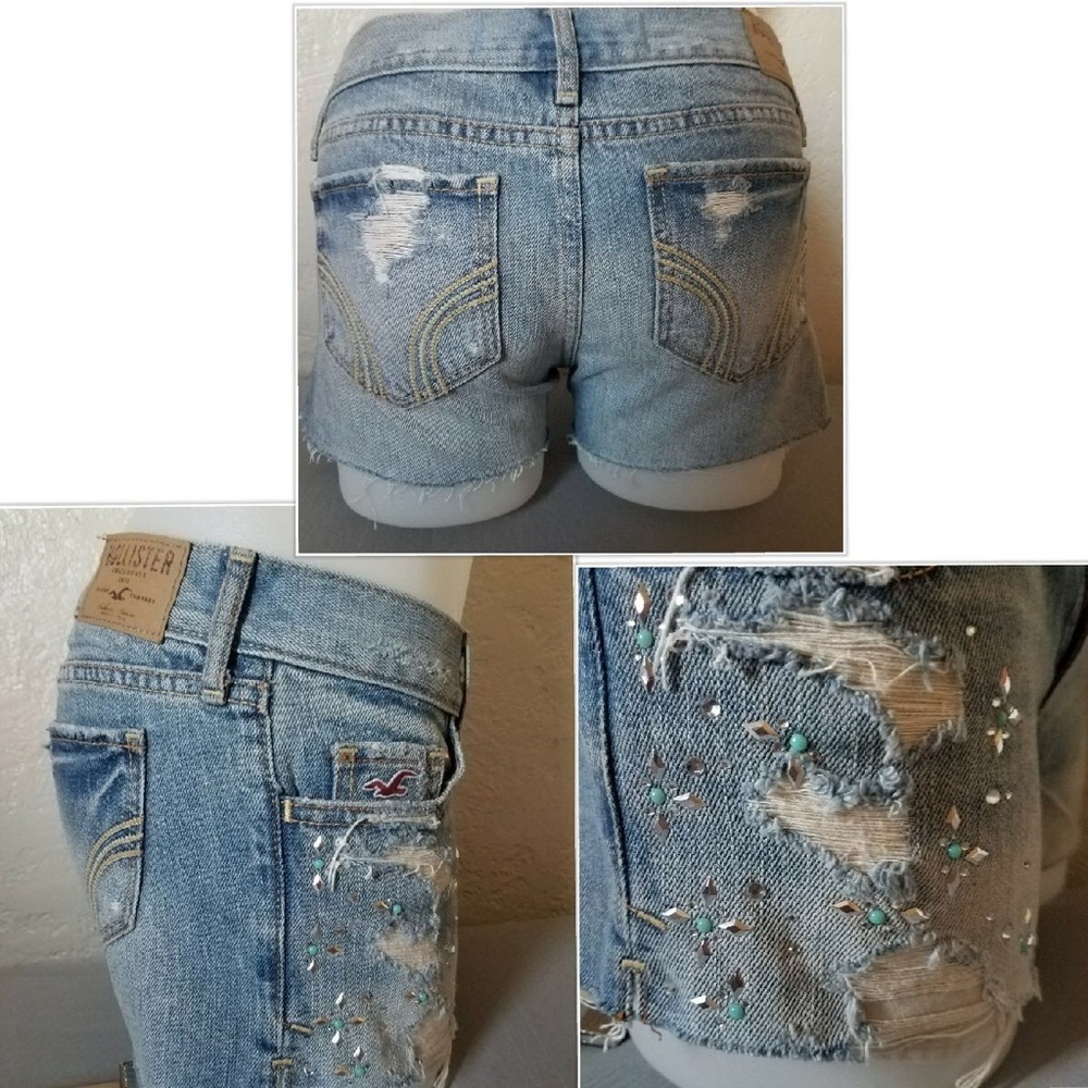 HOLLISTER LIGHT BLUE SHORTS SIZE 00 - Picture 2 of 7